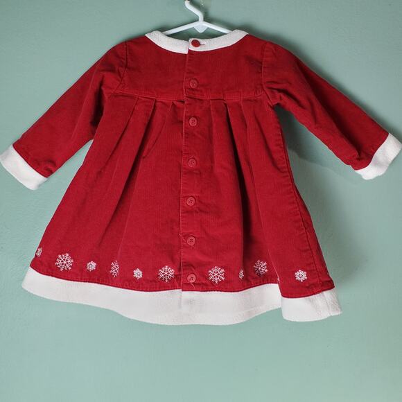 Hanna Andersson Toddler Girl Red Corduroy Embroidered Snowflake Dress Size 80 - Picture 2 of 8